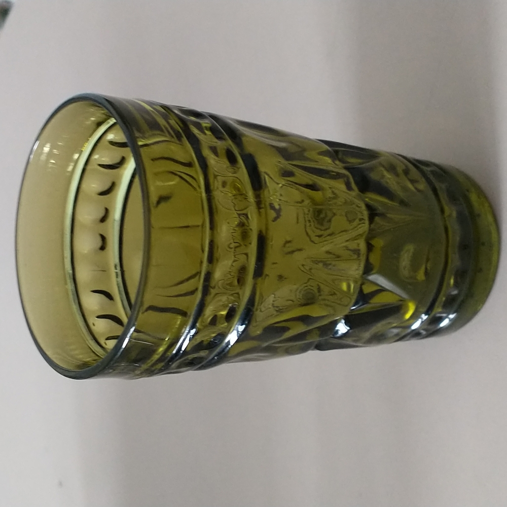 Vintage Thumbprint Pattern Dark Forest Green Glass